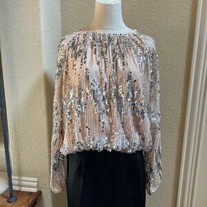 THML Sequin Long Sleeve Blouse Size L